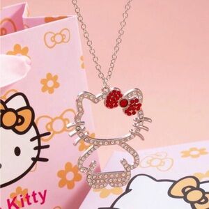 Hello Kitty Silver Necklace with Red Bow